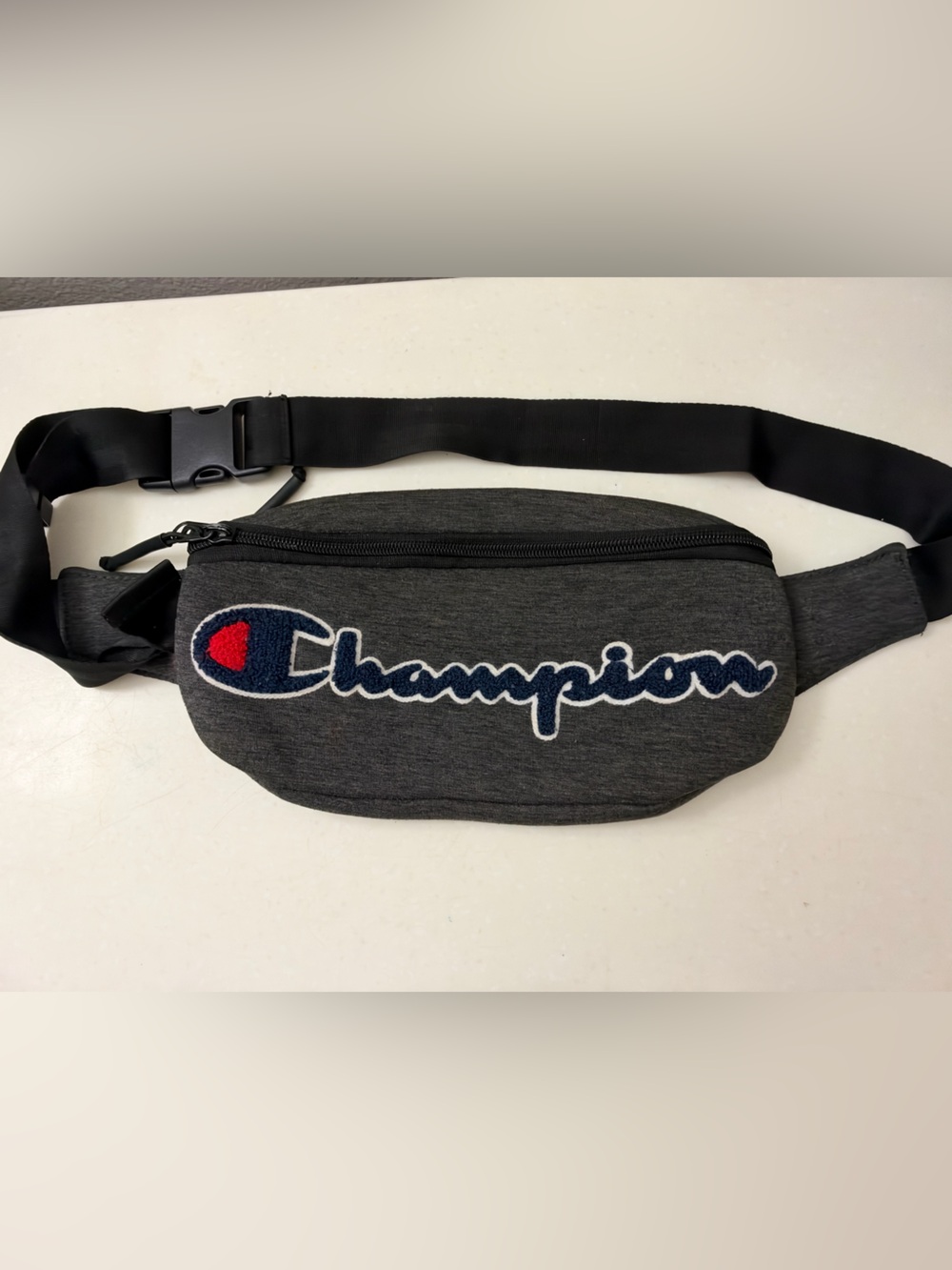 Champion Gray Logo Waist Pack with Navy & Red Accent